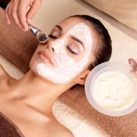 woman getting facial